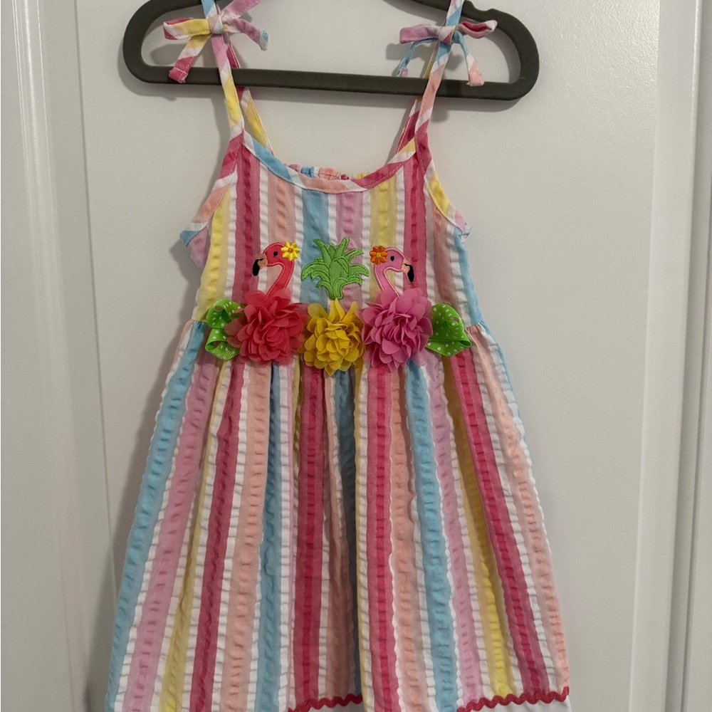 Colorful Striped Flamingo Dress